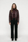 SOLTERI Sylvie - Cropped Faux-Leather Jacket - Burgundy