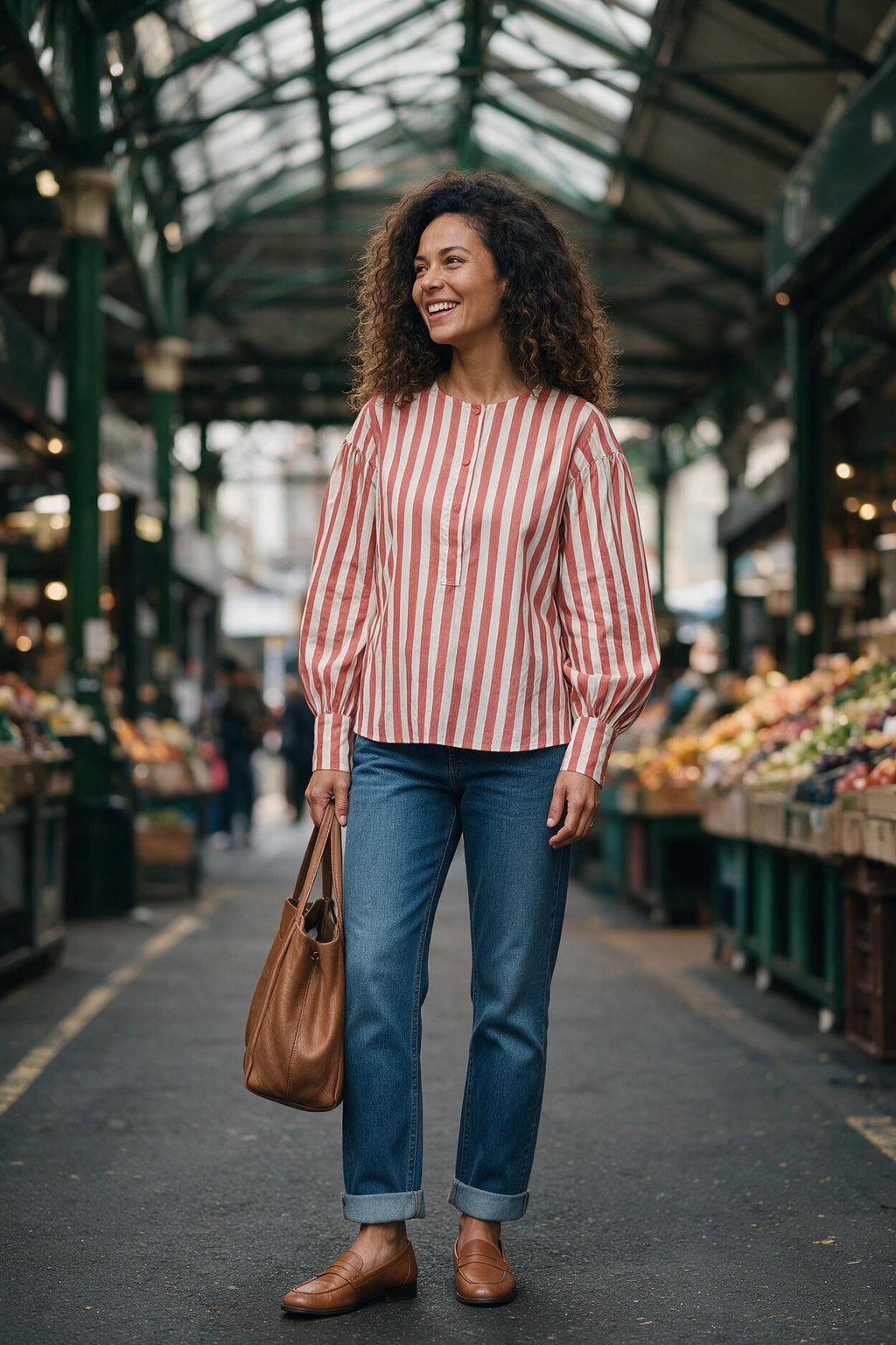 SOLTERI Romilly - Wide-Stripe Puff Sleeve Blouse