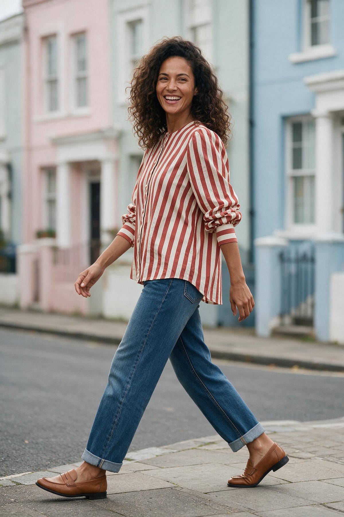 SOLTERI Romilly - Wide-Stripe Puff Sleeve Blouse