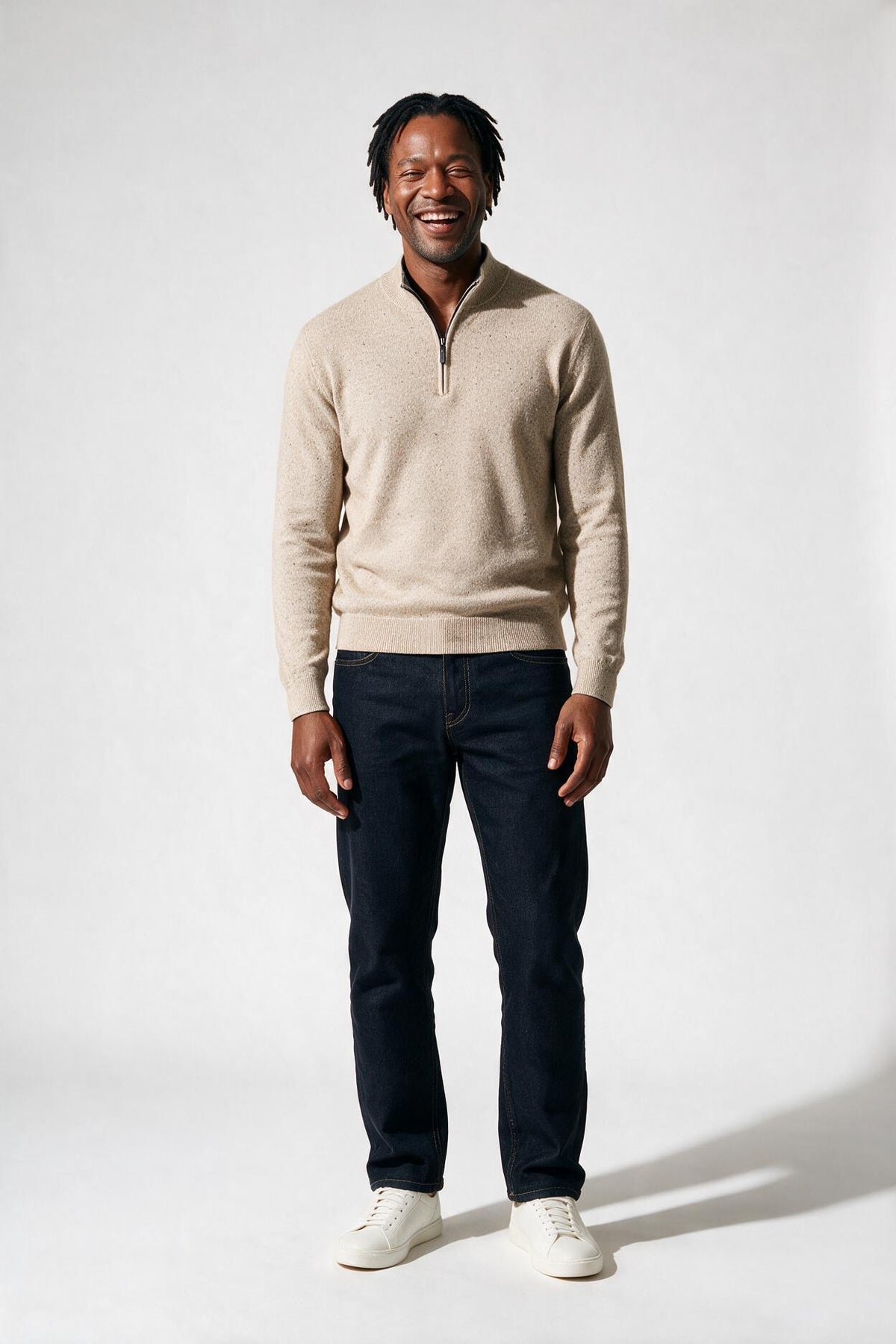 SOLTERI Grayson - Quarter-Zip Knit Pullover - Beige