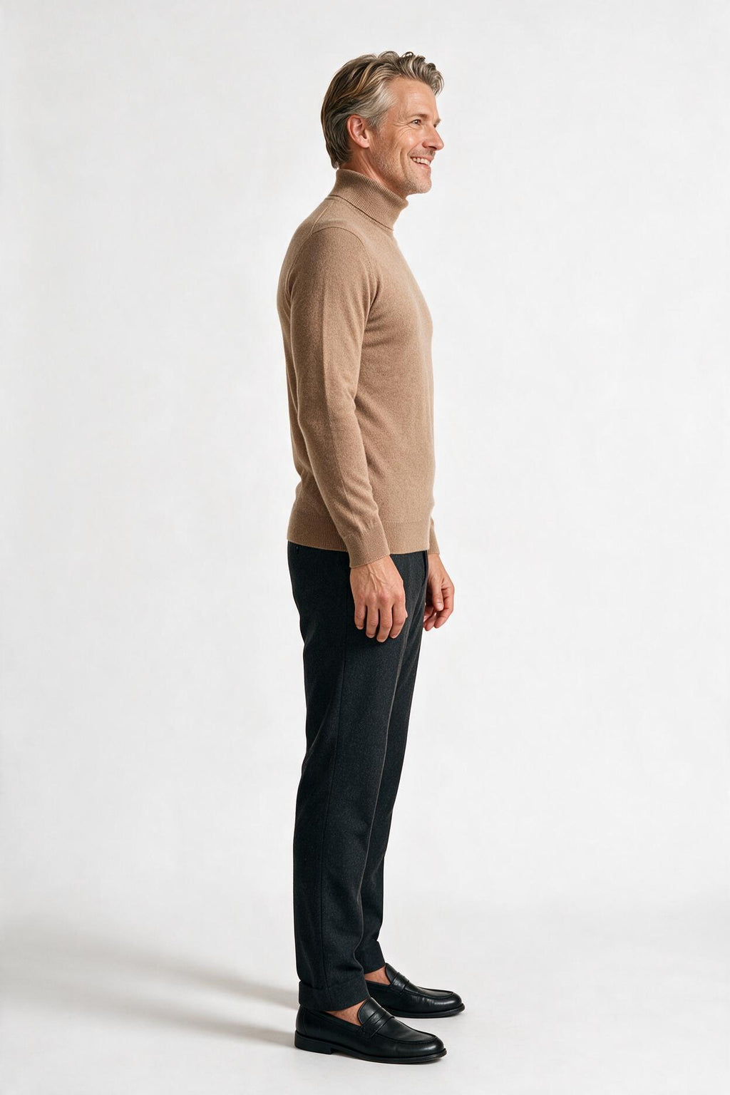 SOLTERI Men's Pure Cashmere Turtleneck Sweater