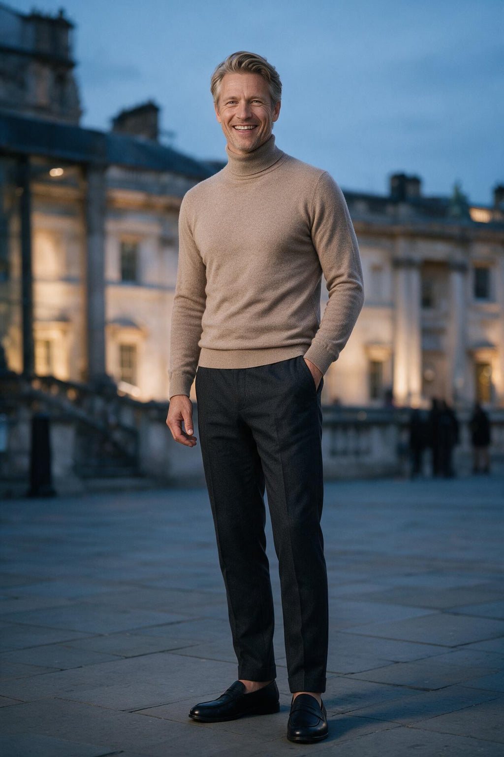 SOLTERI Men's Pure Cashmere Turtleneck Sweater
