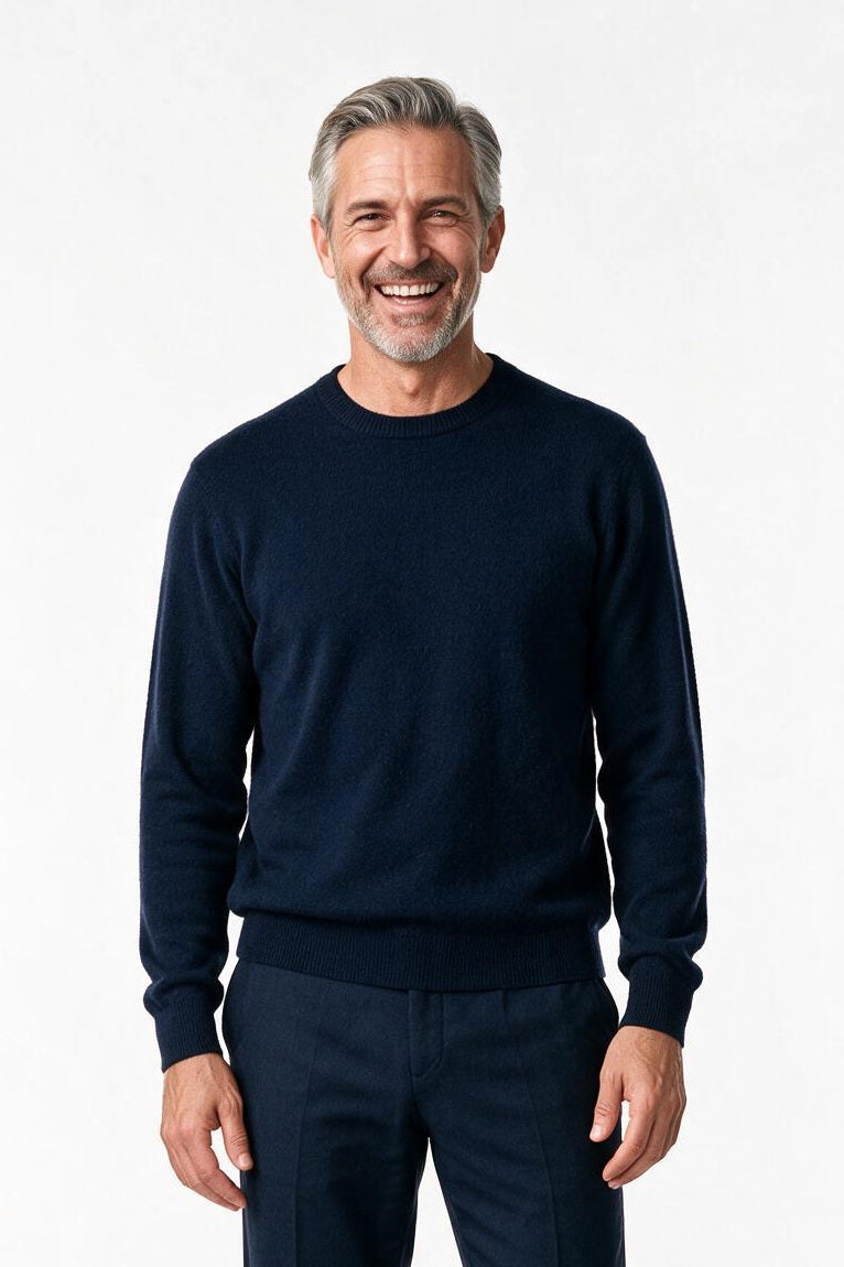 SOLTERI Denholm - Cashmere-Blend Crew Sweater - Navy