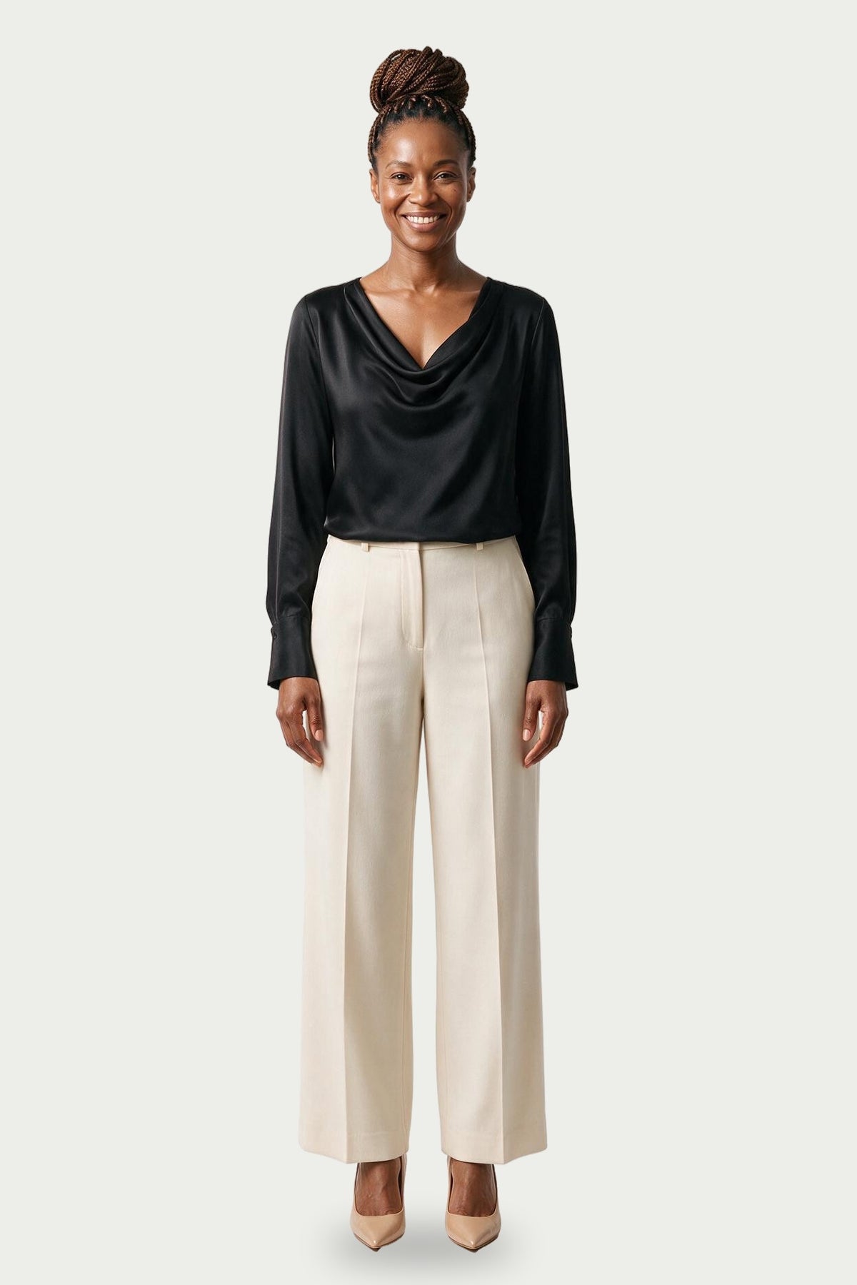 SOLTERI Evelyn - Cowl Neck Blouse - Black