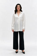 SOLTERI Constance - Oversized Lace-Trim Shirt - Ivory
