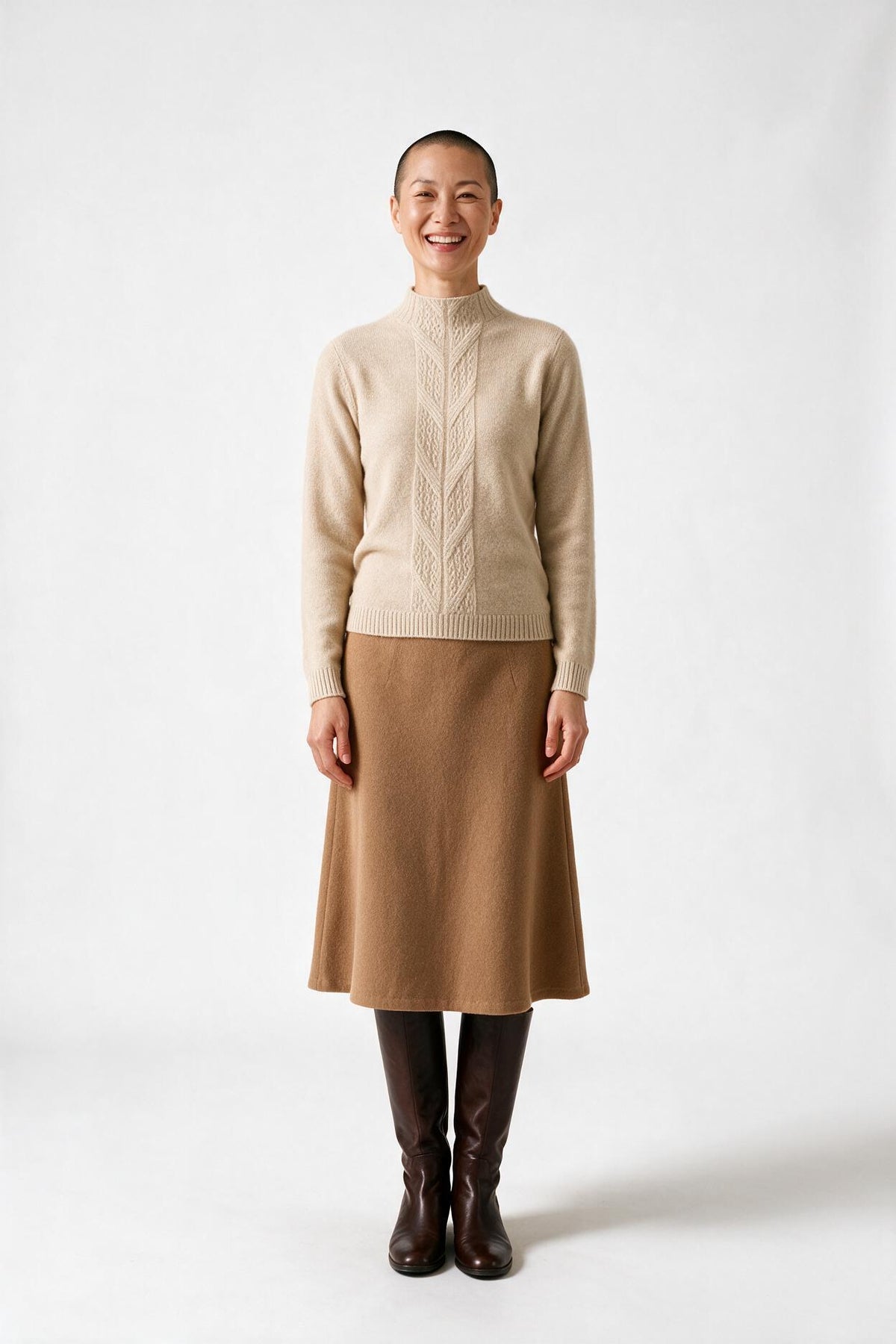 SOLTERI Mock Neck Knit Cashmere Sweater