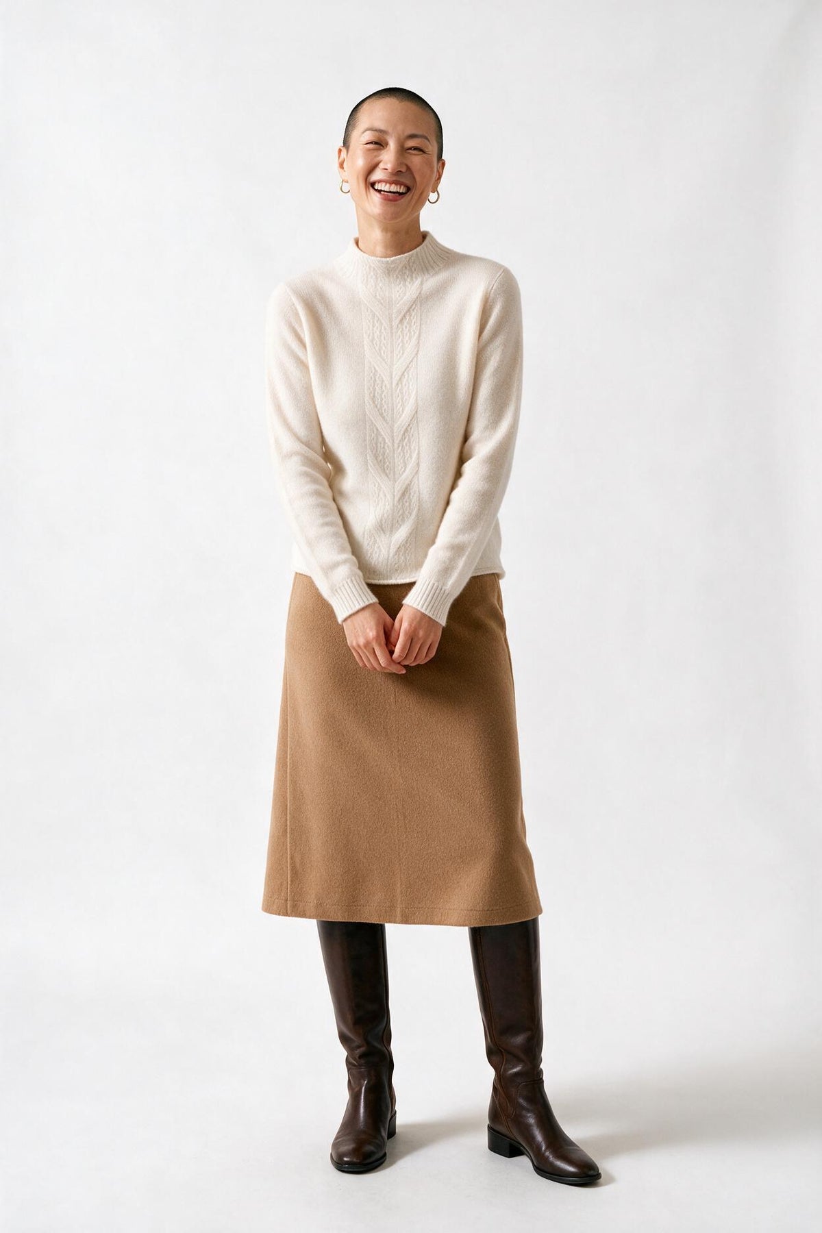 SOLTERI Mock Neck Knit Cashmere Sweater