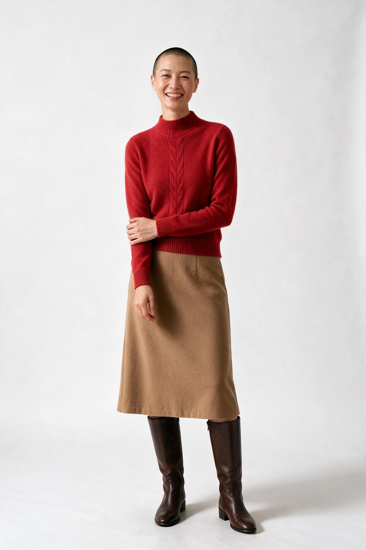 SOLTERI Mock Neck Knit Cashmere Sweater