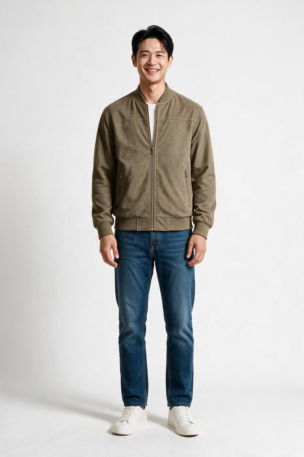 SOLTERI Marlow - Ribbed Collar Bomber Jacket - Brown