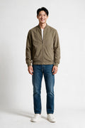SOLTERI Marlow - Ribbed Collar Bomber Jacket - Brown