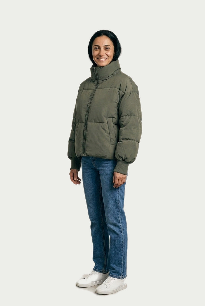 SOLTERI Philippa - Oversized Short Puffer Jacket - Green