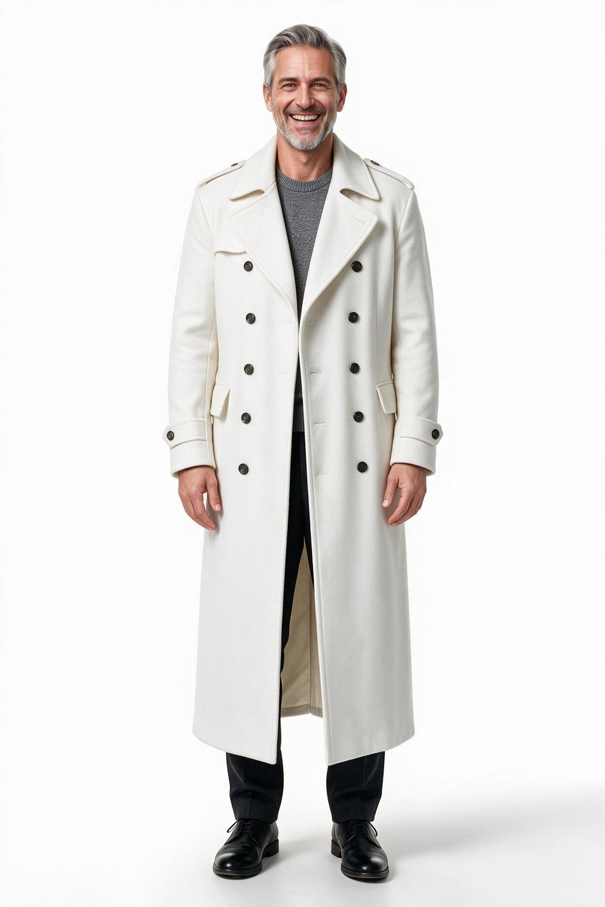 SOLTERI Ashcroft - Double-Breasted Trench Coat - White