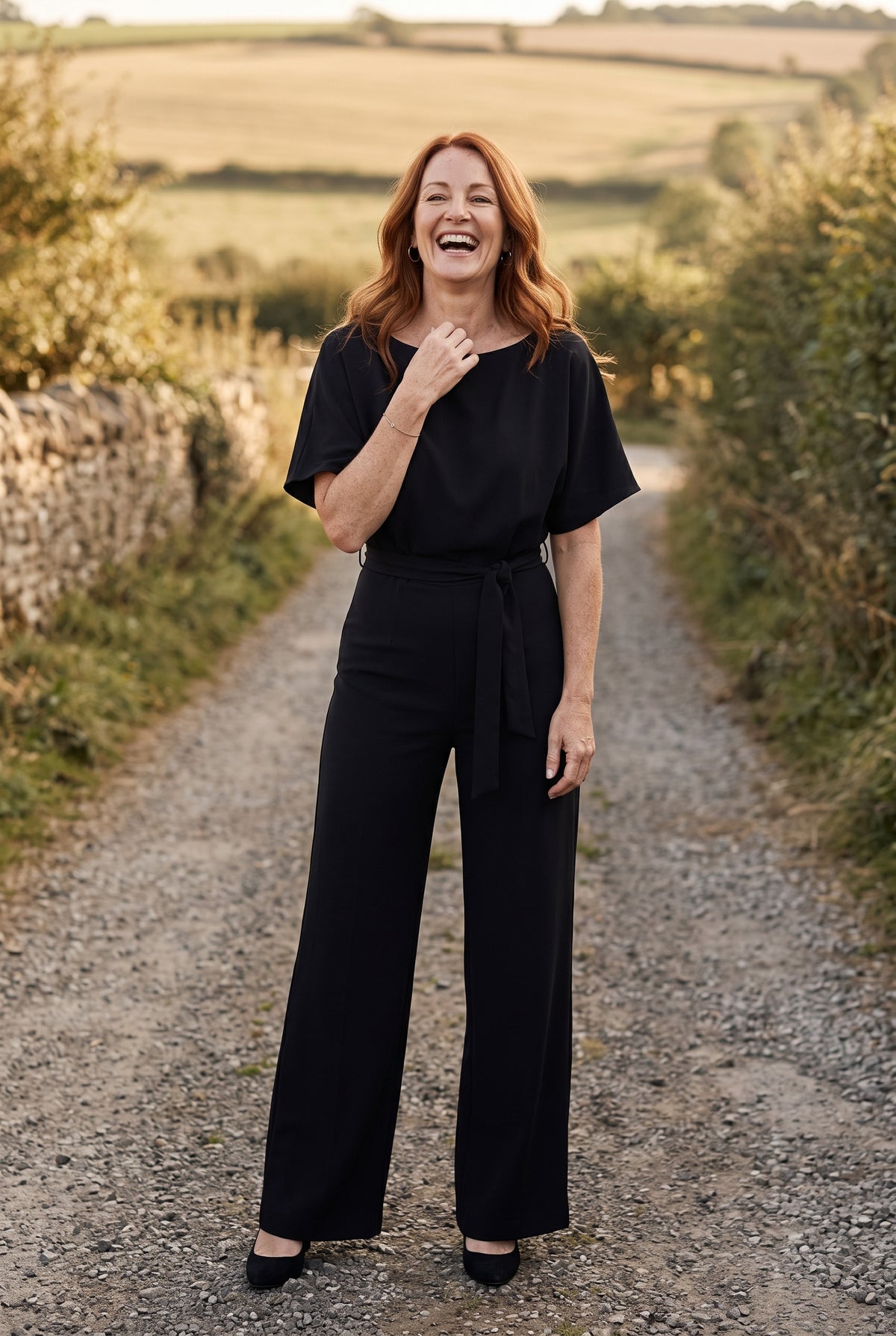SOLTERI Helena - Belted Wide-Leg Jumpsuit