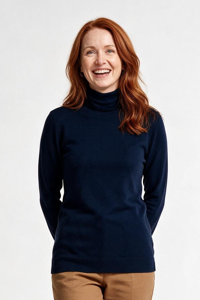 SOLTERI Women’s Turtleneck Sweater with Long Sleeves and Plain Surface