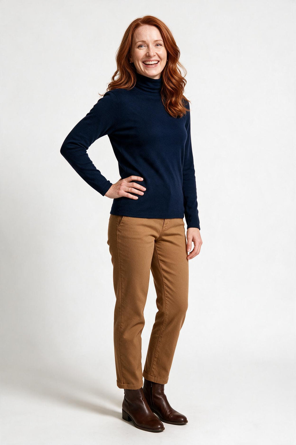 SOLTERI Women’s Turtleneck Sweater with Long Sleeves and Plain Surface
