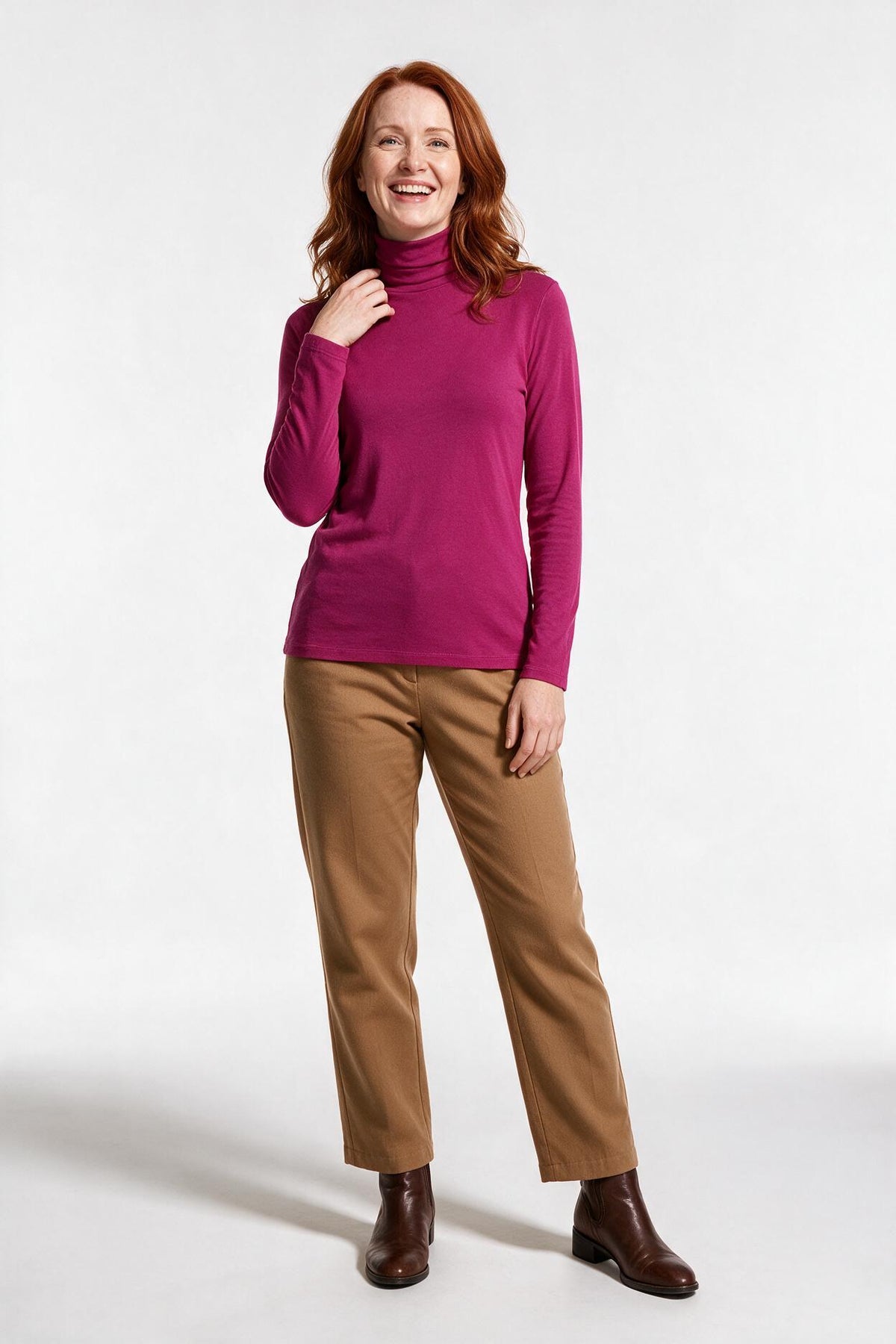 SOLTERI Women’s Turtleneck Sweater with Long Sleeves and Plain Surface