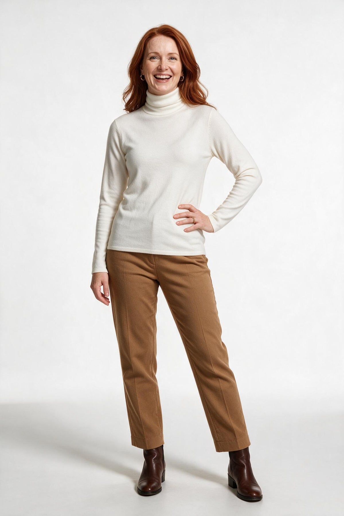 SOLTERI Women’s Turtleneck Sweater with Long Sleeves and Plain Surface