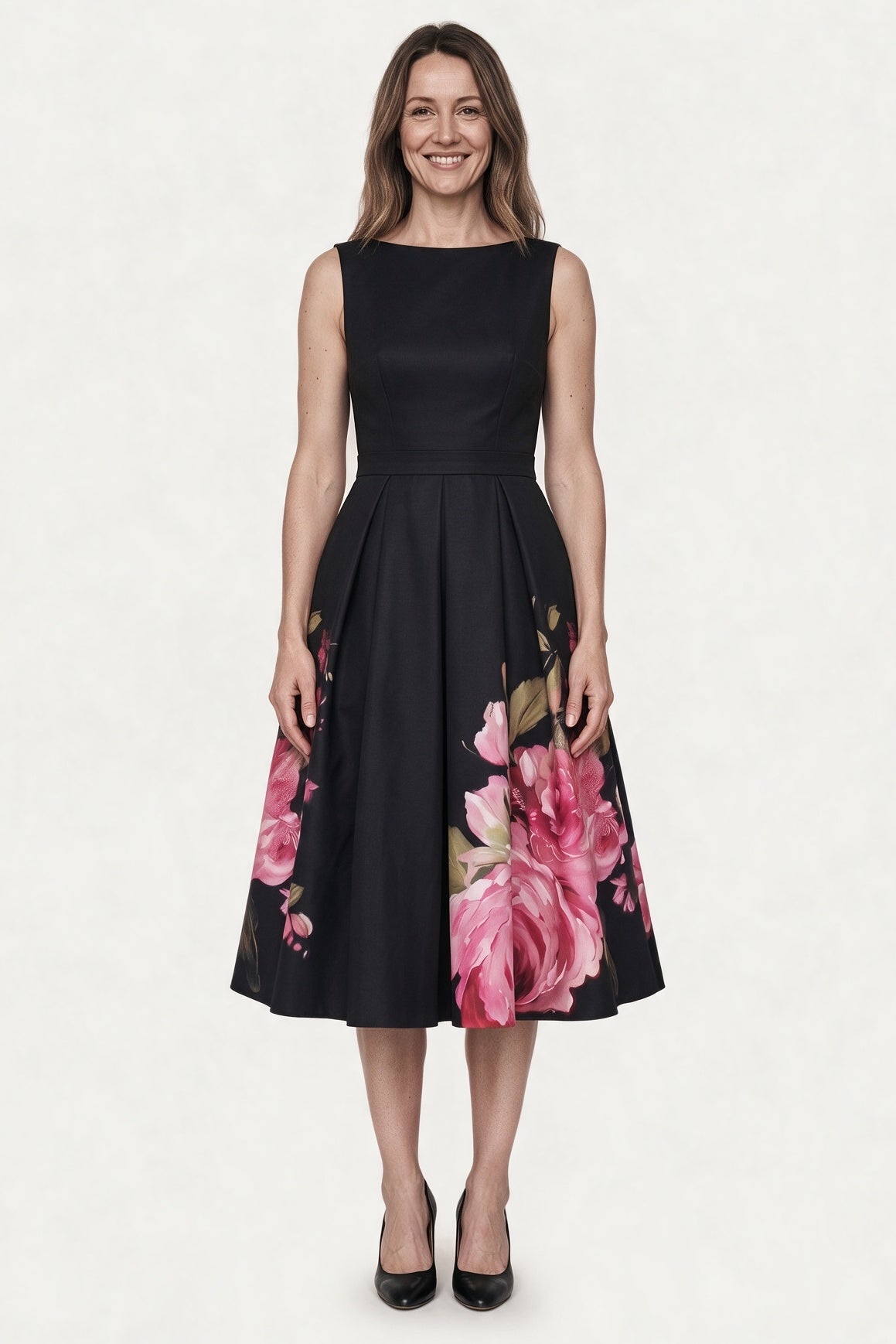 SOLTERI Florenne - Elegant Black Midi Cocktail Dress