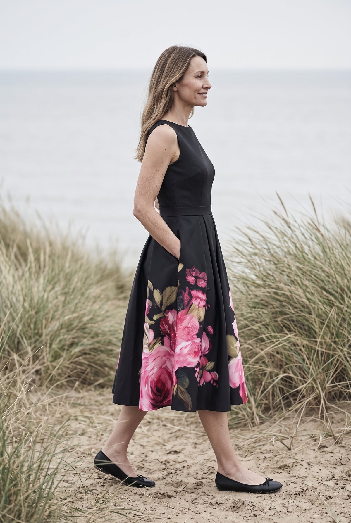 SOLTERI Florenne - Elegant Black Midi Cocktail Dress