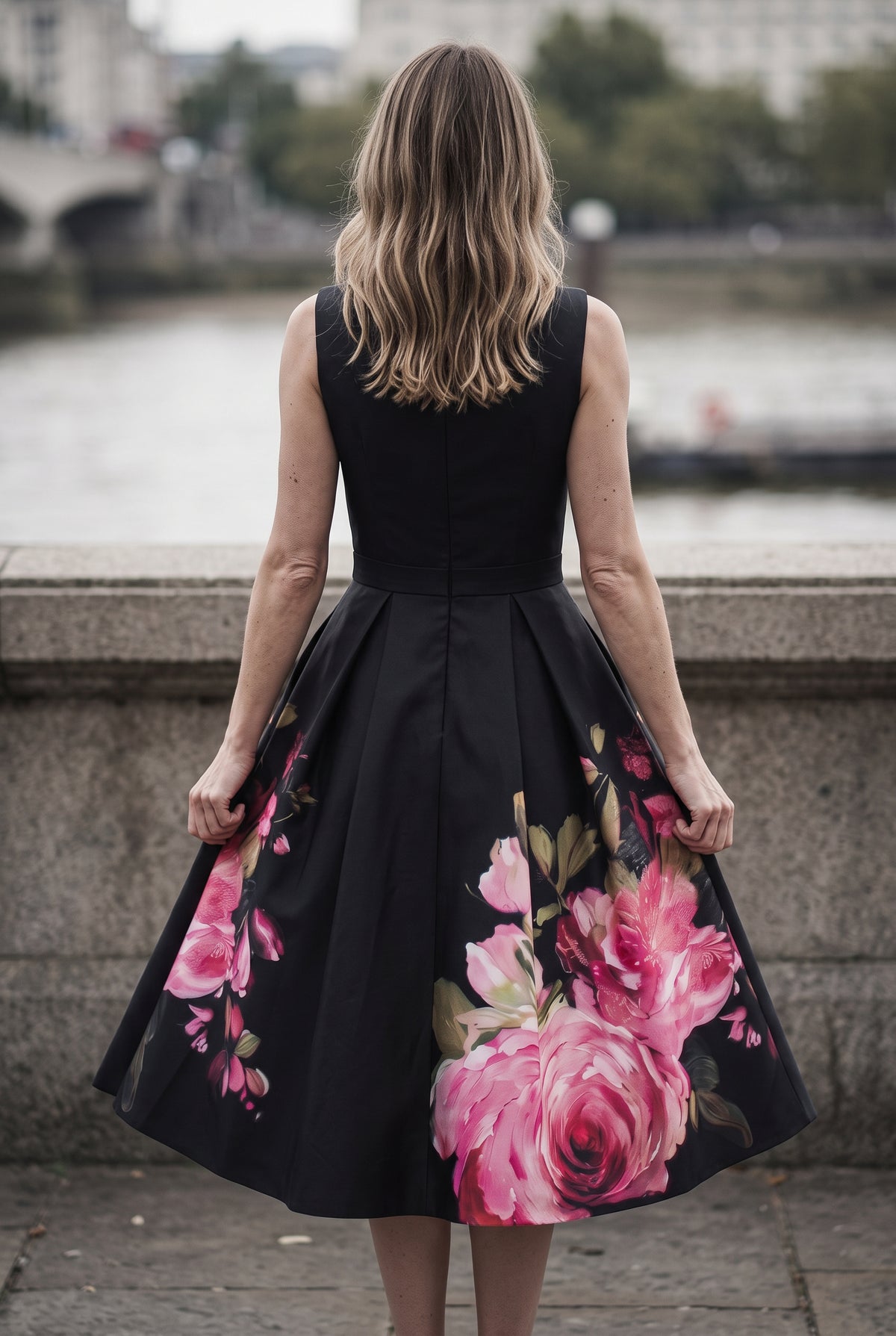 SOLTERI Florenne - Elegant Black Midi Cocktail Dress