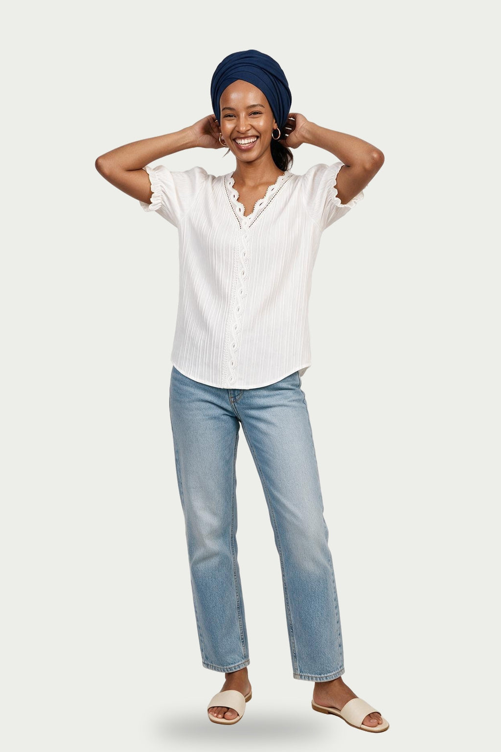 SOLTERI Astrid - Crochet-Trim Puff Sleeve Blouse