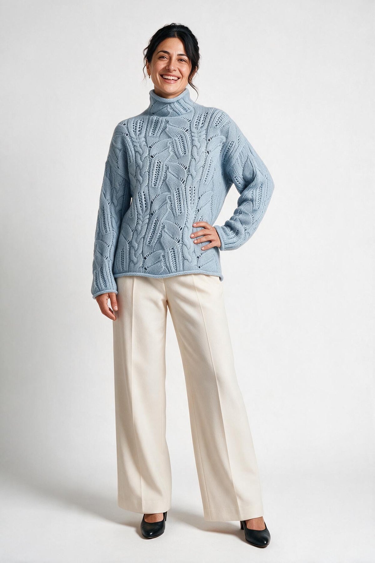 SOLTERI Annelise - Fine-Knit Classic Sweater - Marineblau