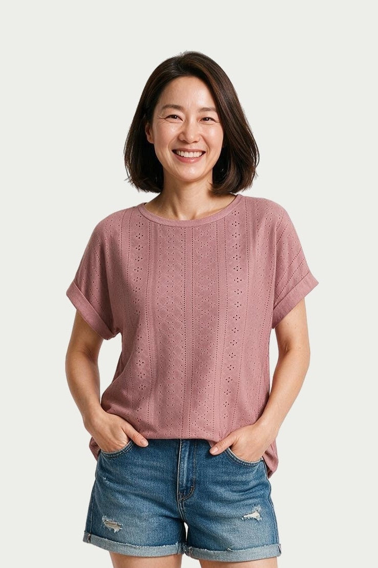 SOLTERI Maren - Broderie-Texture Relaxed Tee