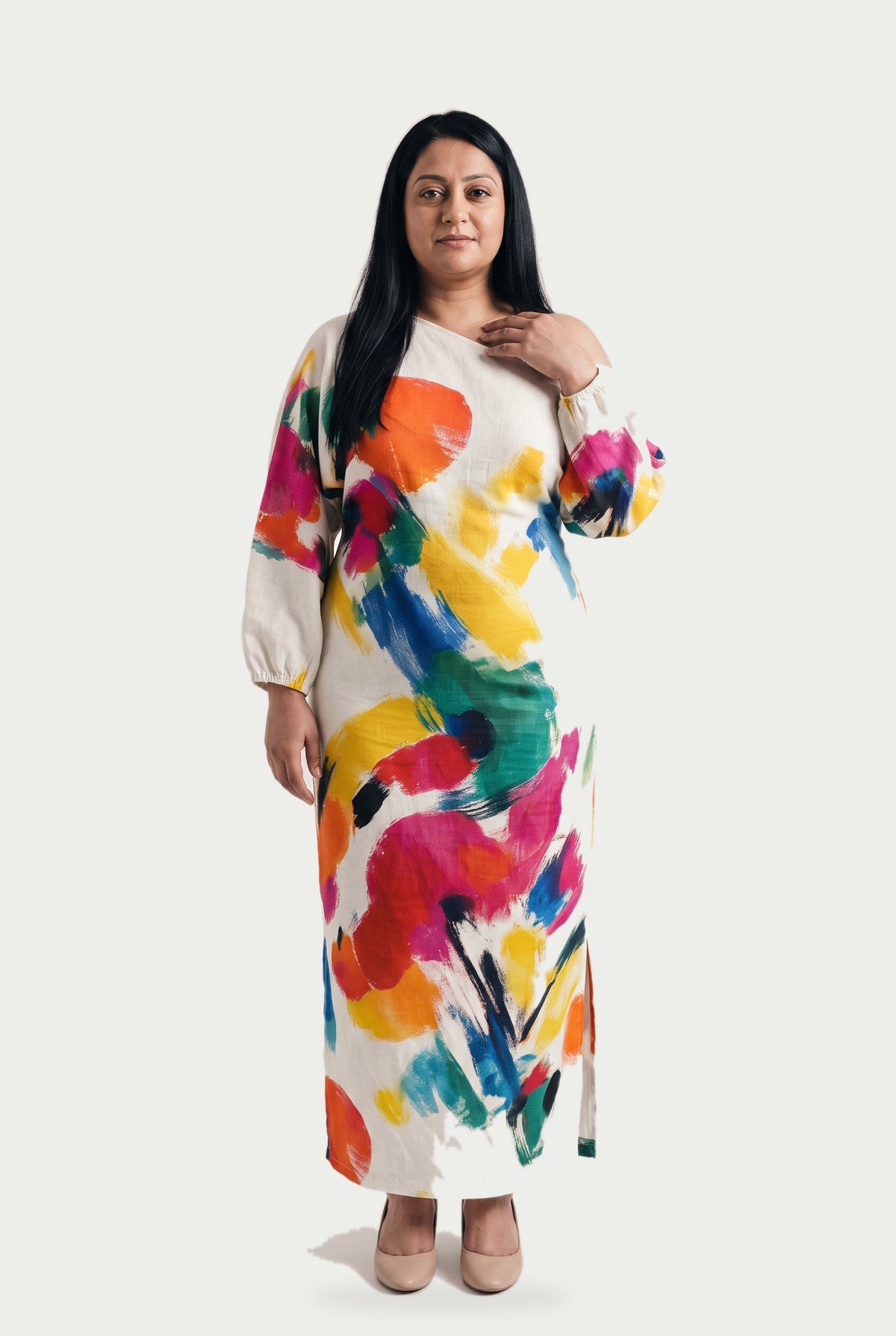 SOLTERI Grace - Artistic Abstract Maxi Dress