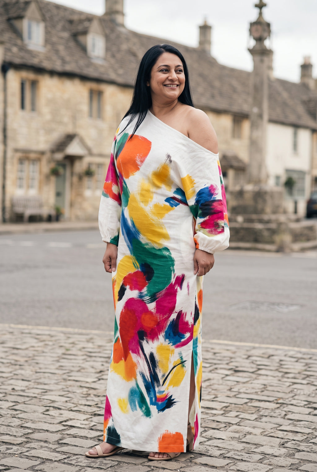 SOLTERI Grace - Artistic Abstract Maxi Dress