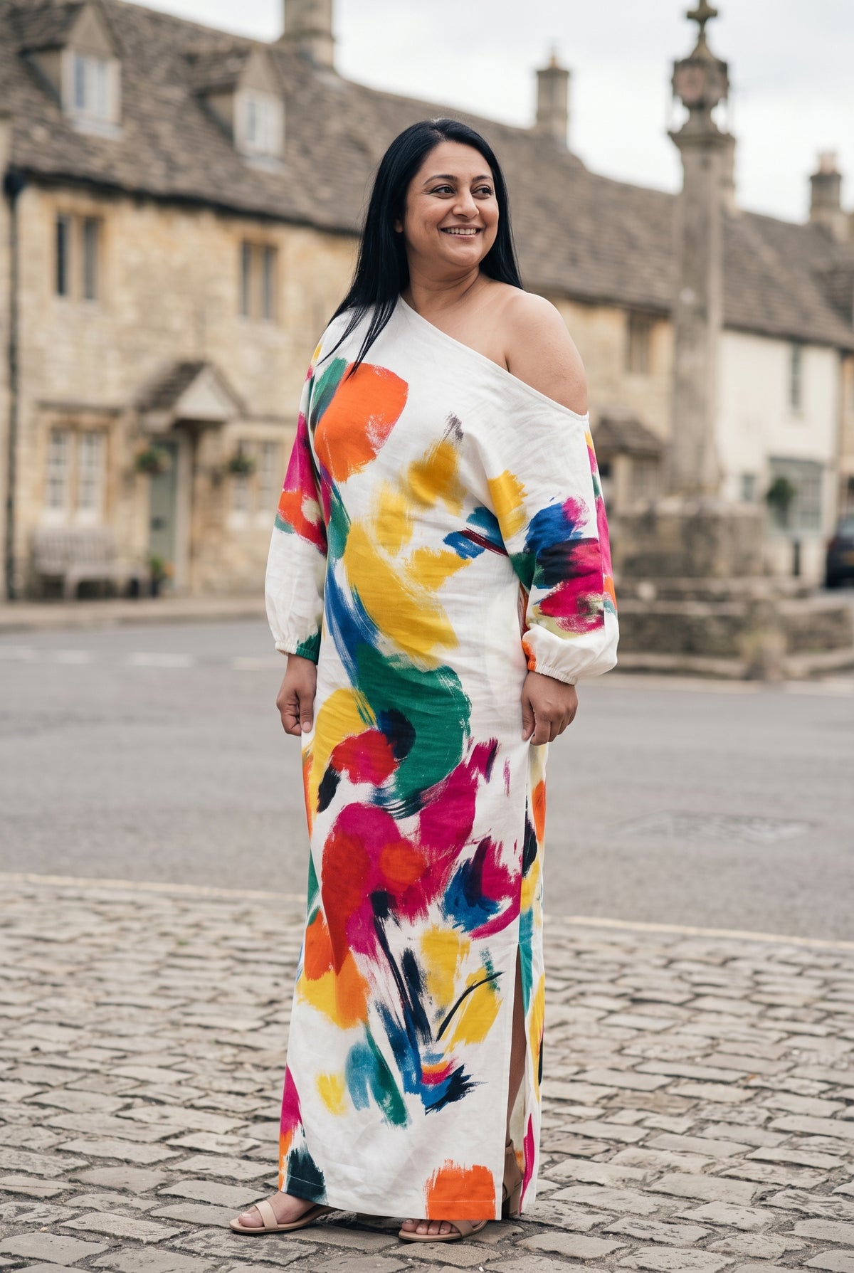SOLTERI Grace - Artistic Abstract Maxi Dress
