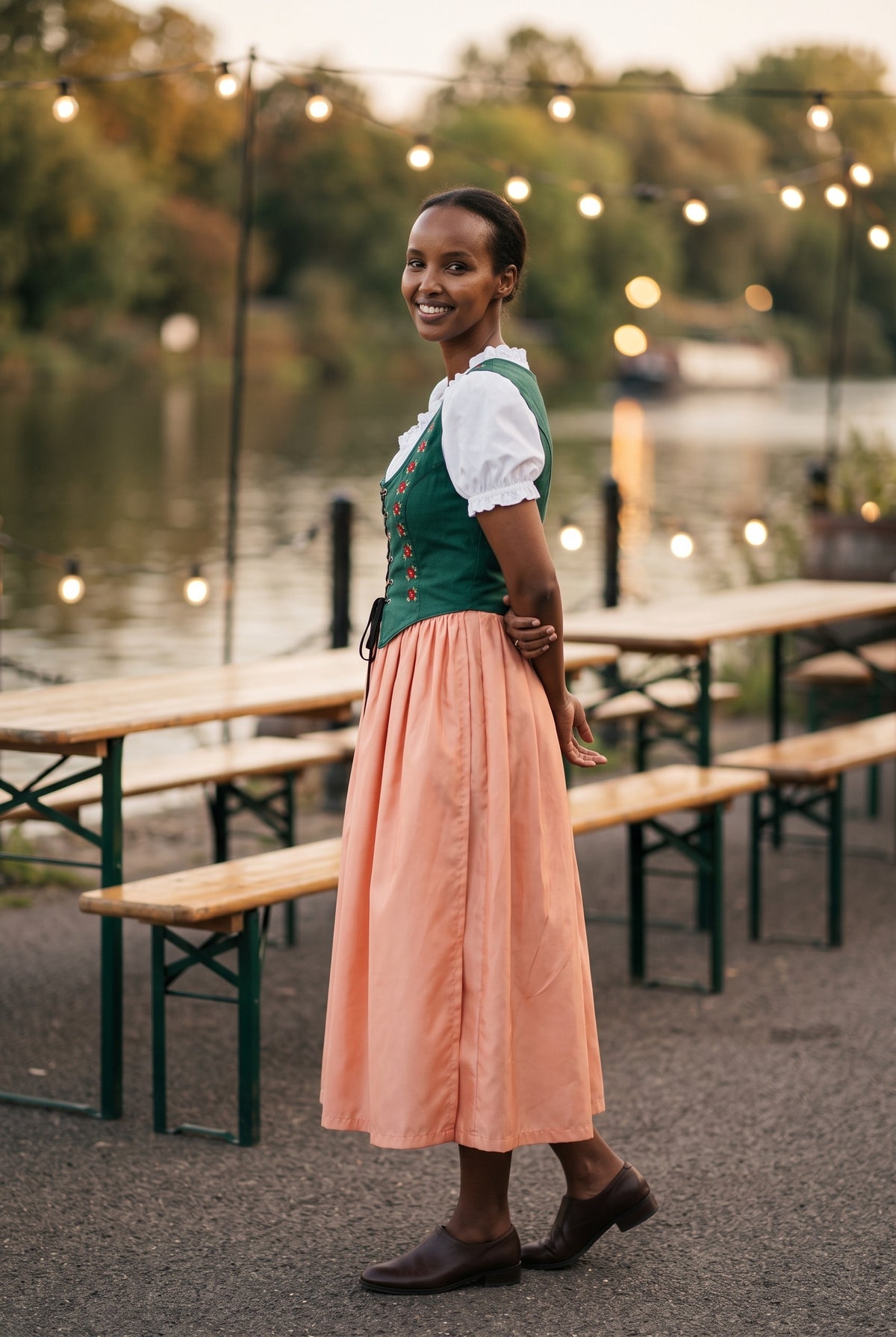 SOLTERI Greta - Elegant Rose Embroidered Dirndl Dress