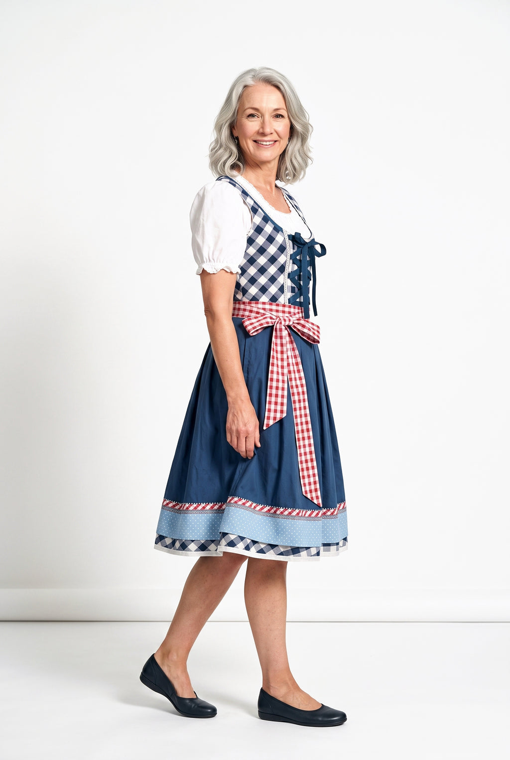 SOLTERI Heidi - Elegant Blue Plaid Dirndl Set