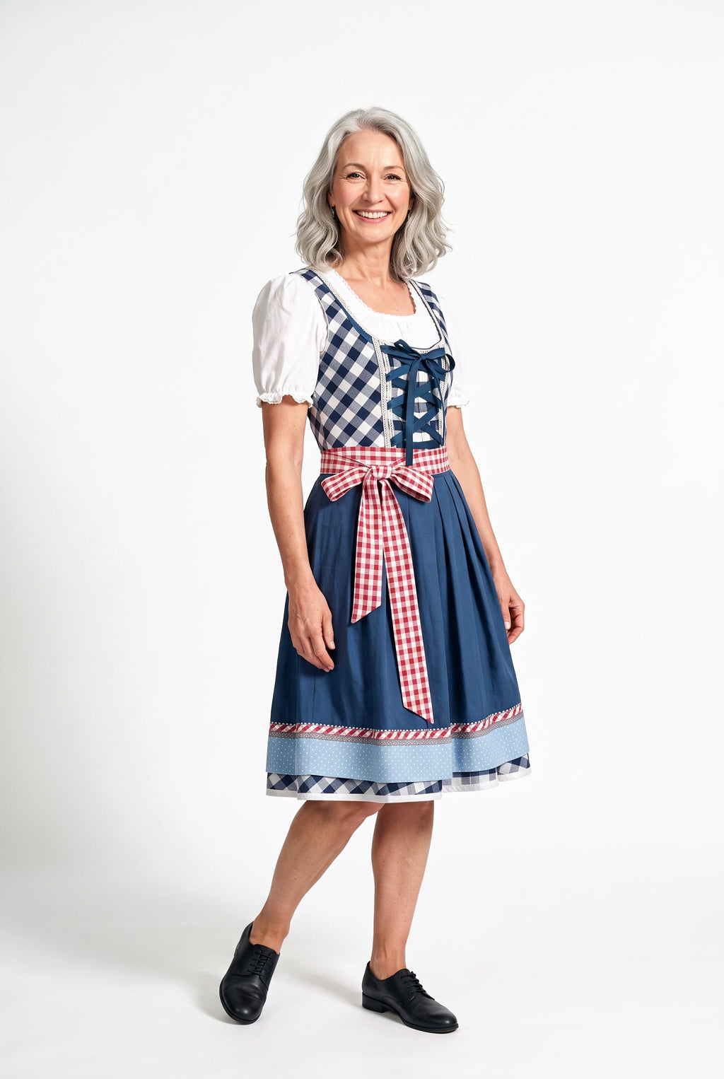 SOLTERI Heidi - Elegant Blue Plaid Dirndl Set