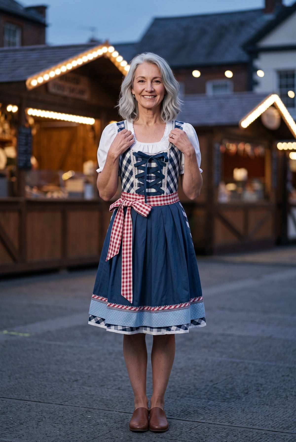 SOLTERI Heidi - Elegant Blue Plaid Dirndl Set