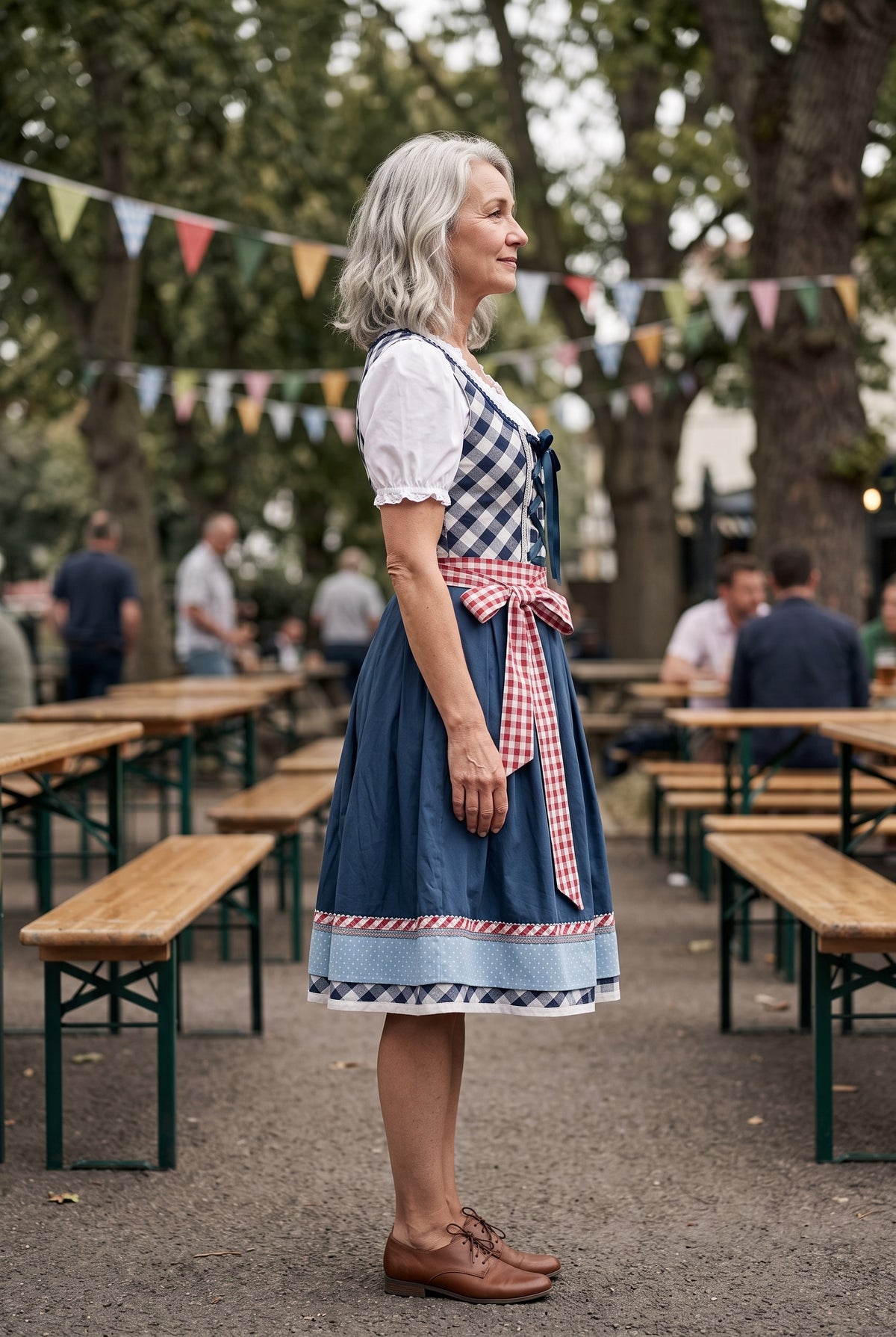 SOLTERI Heidi - Elegant Blue Plaid Dirndl Set