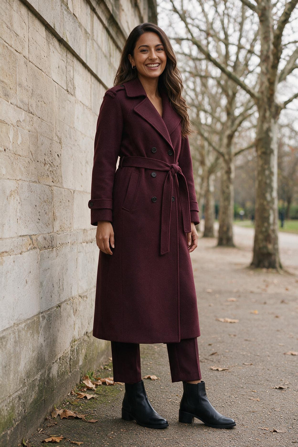 SOLTERI Helene - Belted Fitted Wool Coat
