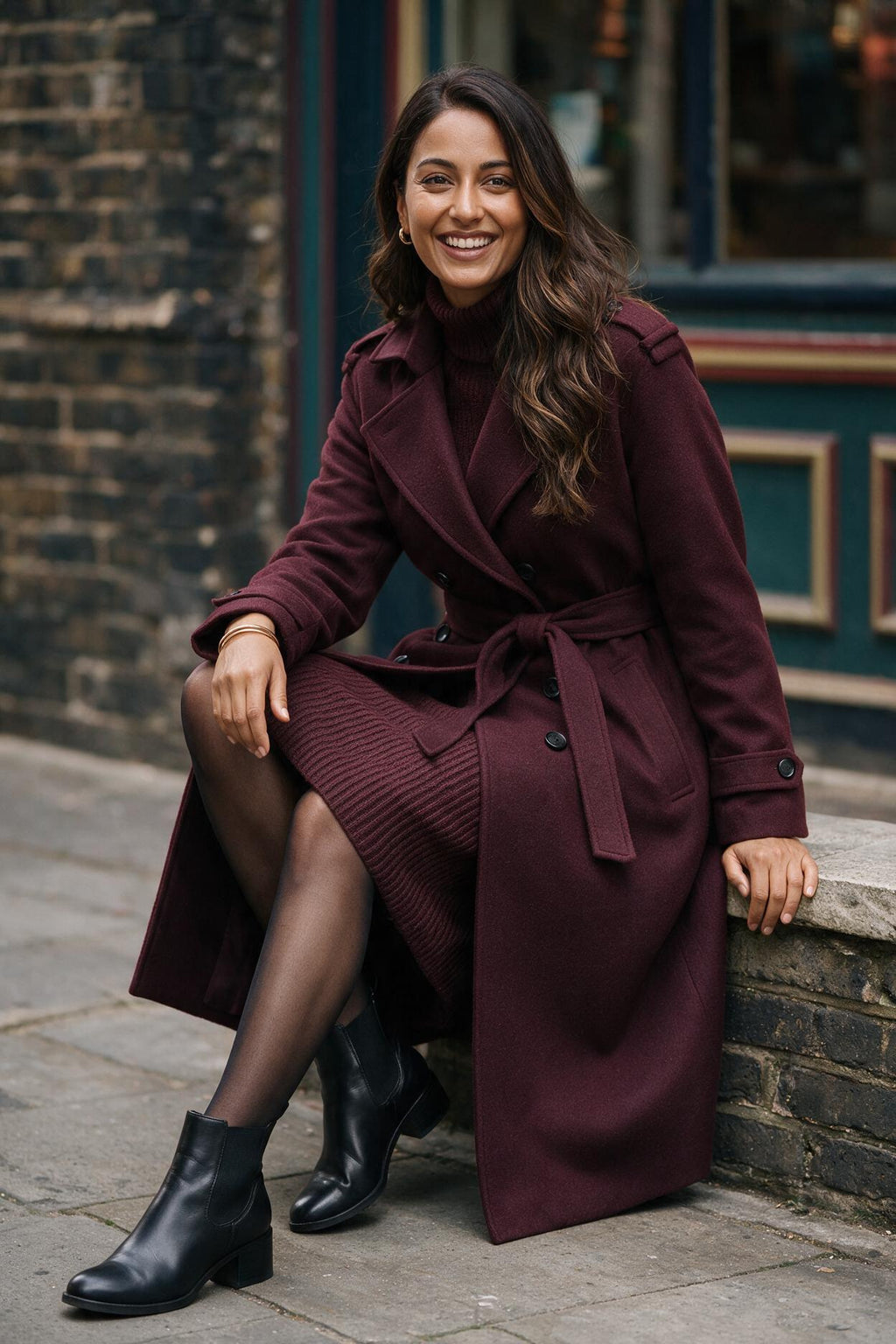 SOLTERI Helene - Belted Fitted Wool Coat