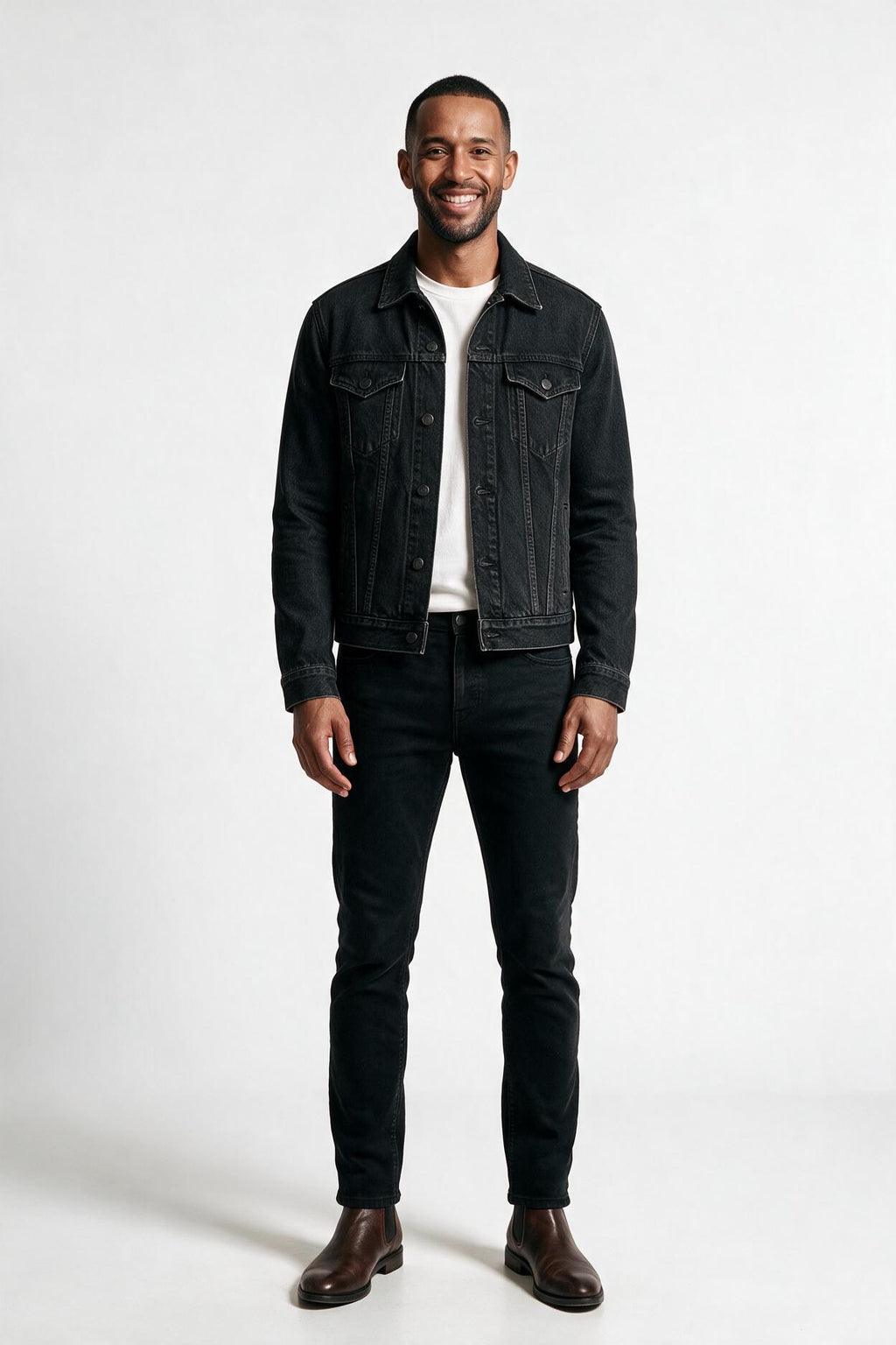 SOLTERI Weston - Classic Fit Denim Trucker Jacket - Black