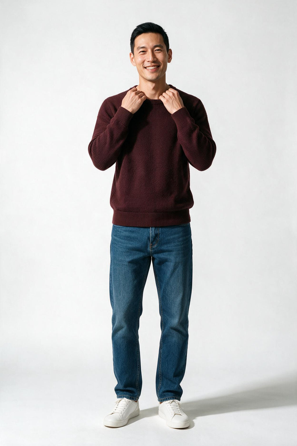 SOLTERI Men's Long Sleeve Crew Neck Ribbed Knit Sweater