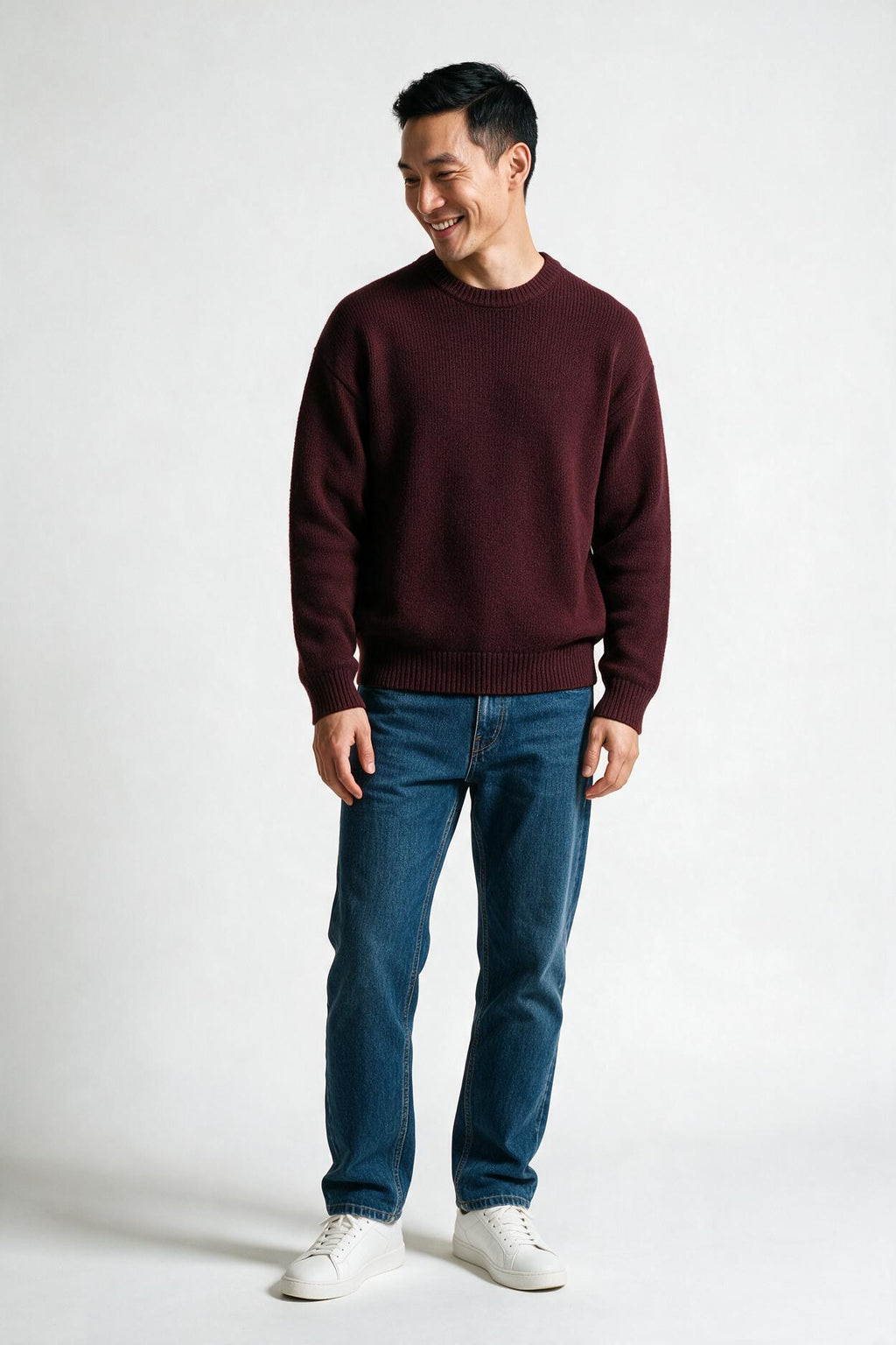 SOLTERI Men's Long Sleeve Crew Neck Ribbed Knit Sweater