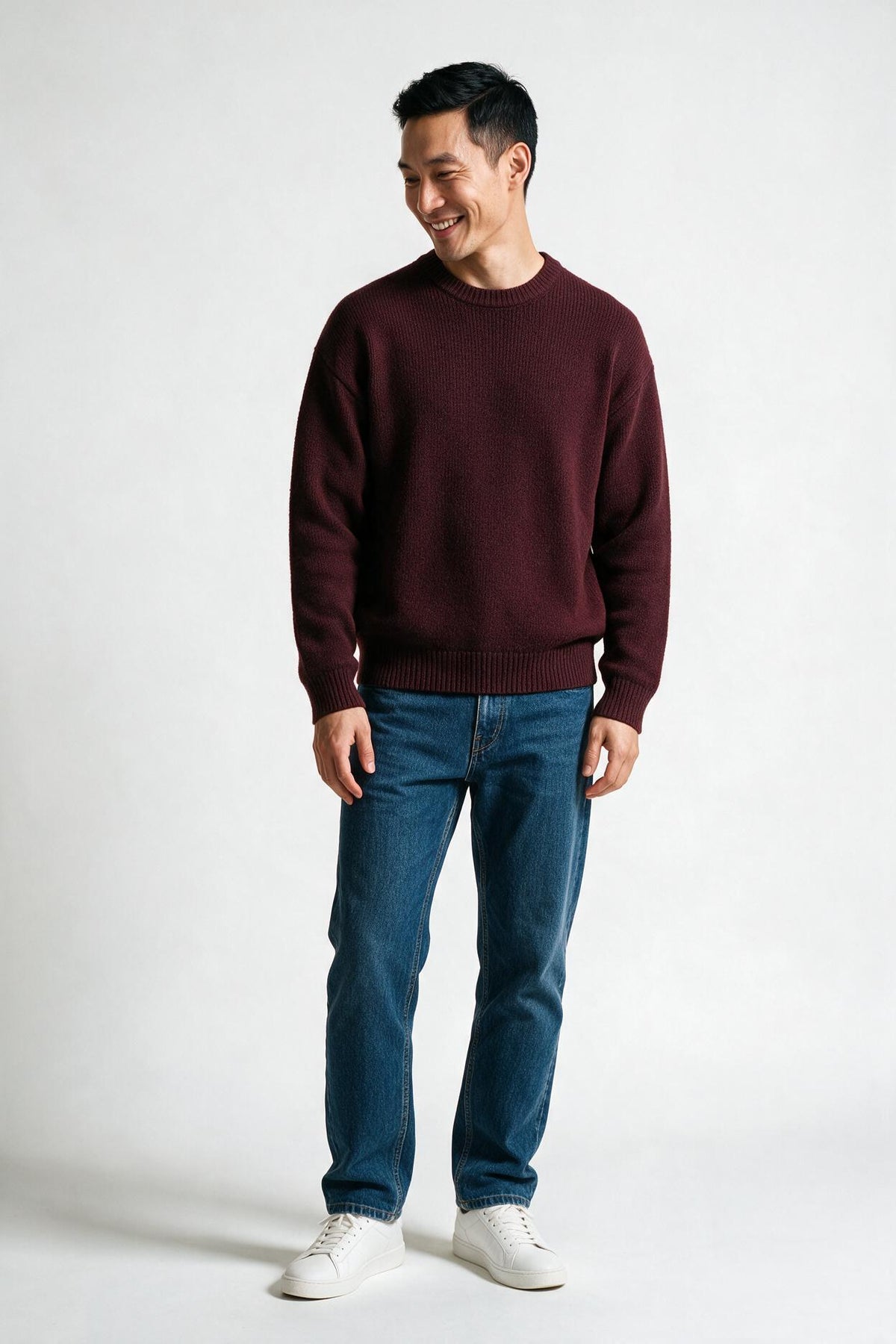 SOLTERI Men's Long Sleeve Crew Neck Ribbed Knit Sweater