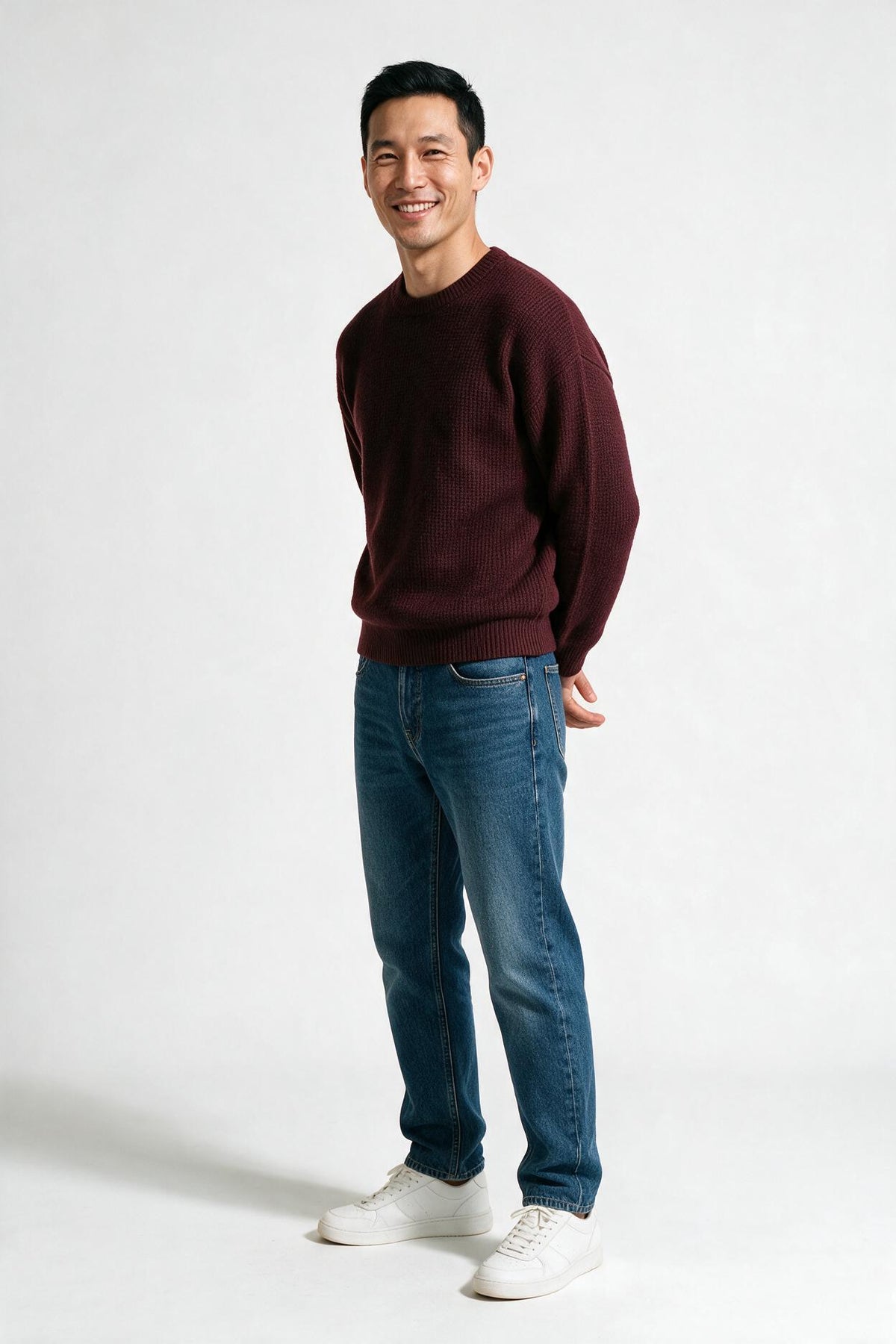 SOLTERI Men's Long Sleeve Crew Neck Ribbed Knit Sweater