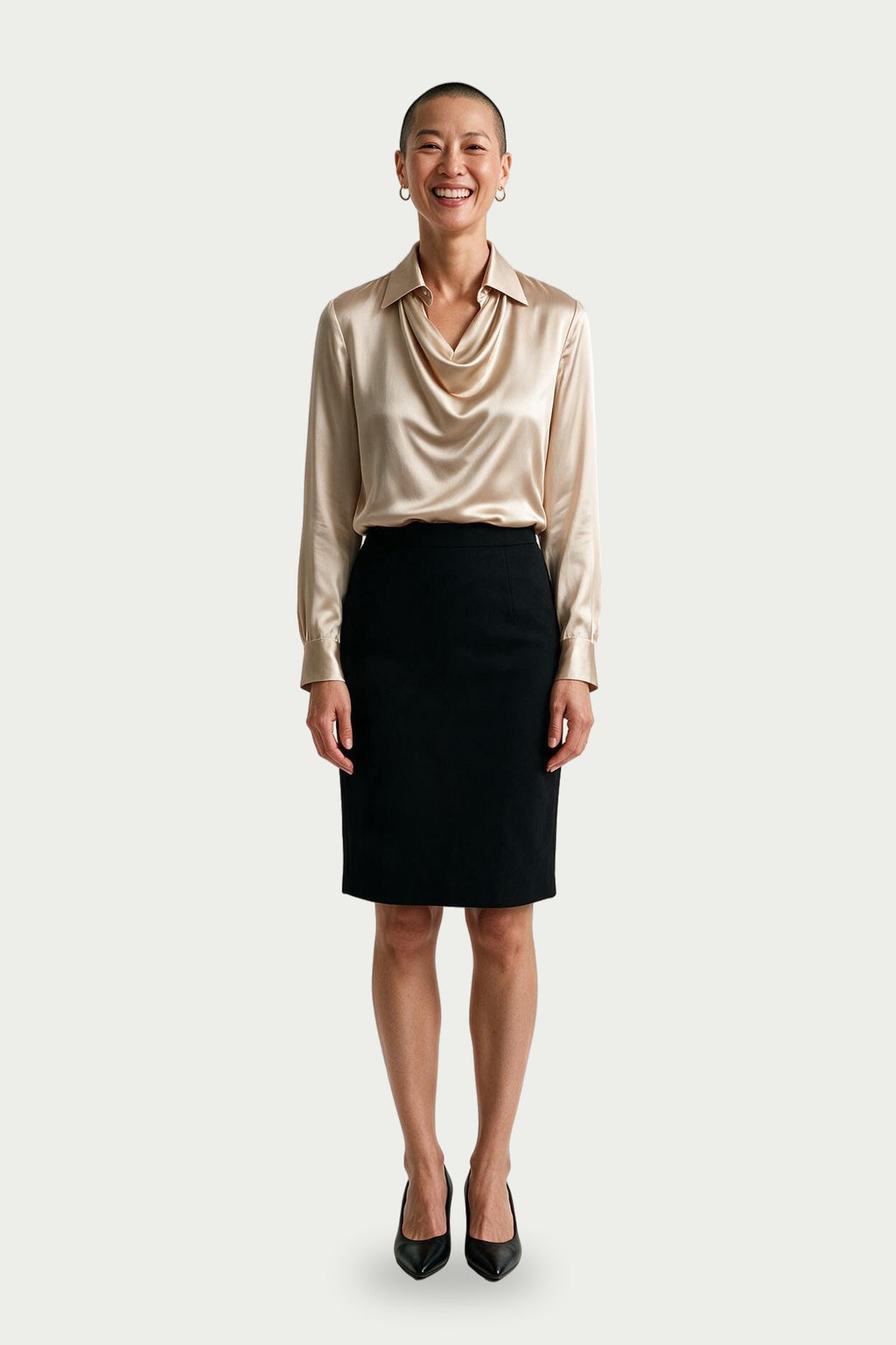 SOLTERI Genevieve - Cowl-Front Satin Blouse