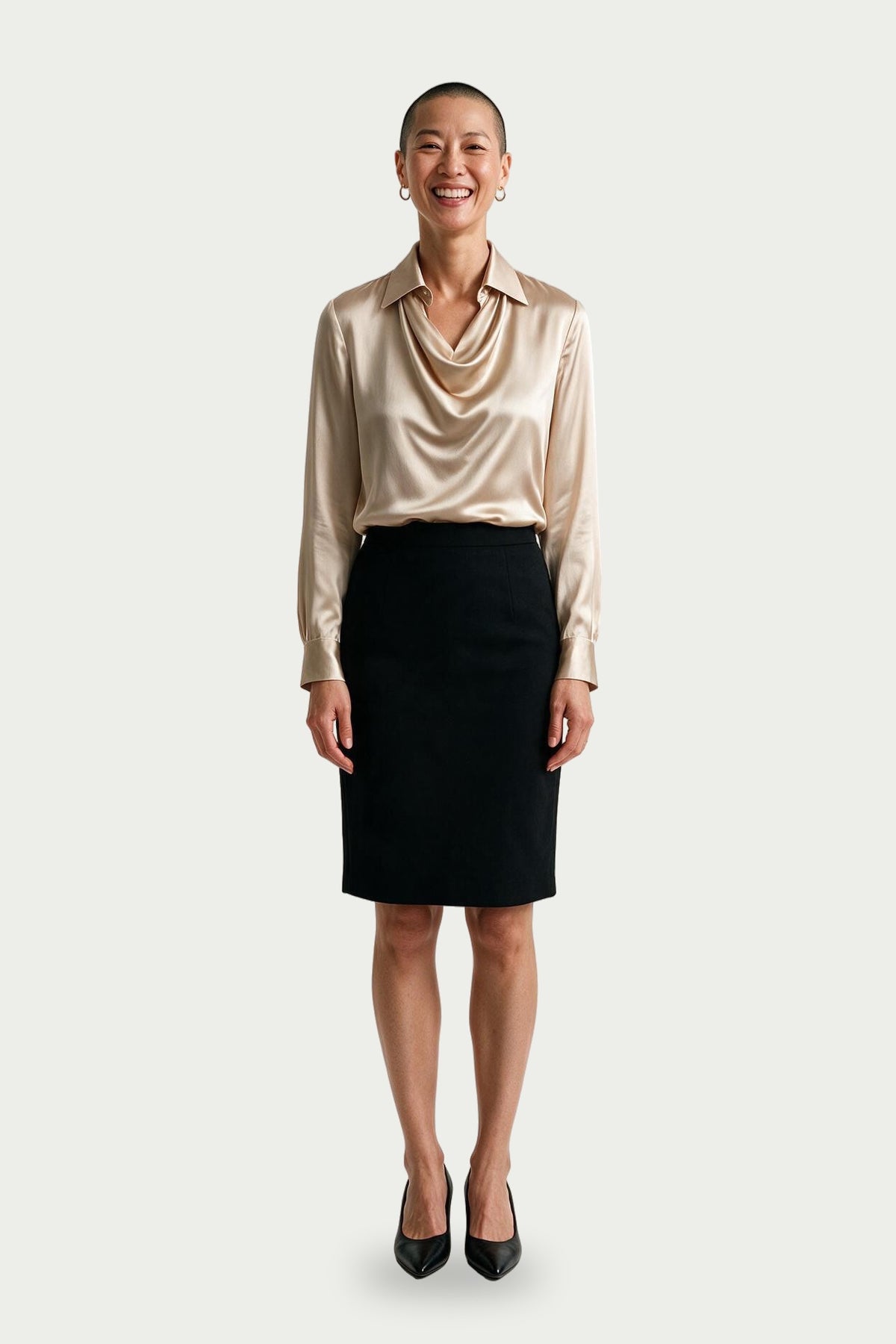 SOLTERI Genevieve - Cowl-Front Satin Blouse