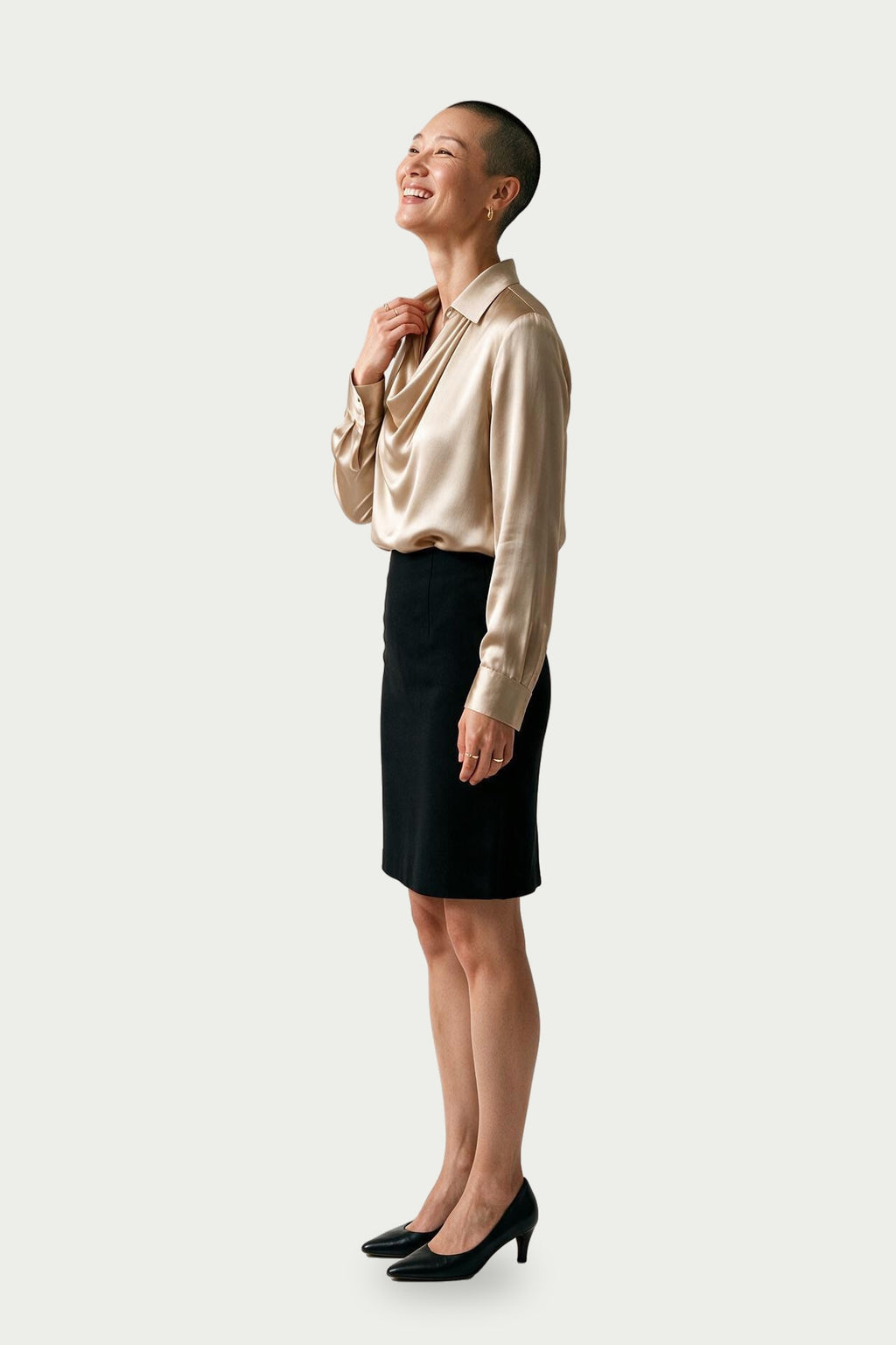 SOLTERI Genevieve - Cowl-Front Satin Blouse