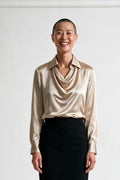 SOLTERI Genevieve - Cowl-Front Satin Blouse