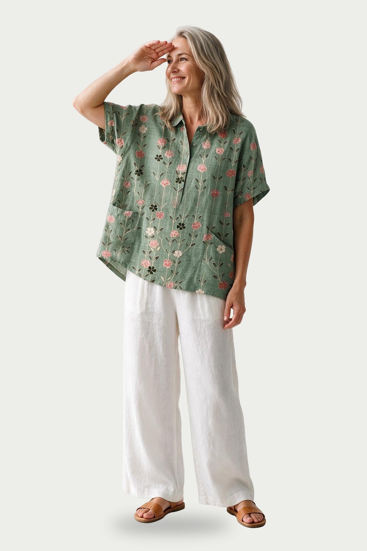 SOLTERI Harriet - Printed Short-Sleeve Blouse With Pockets