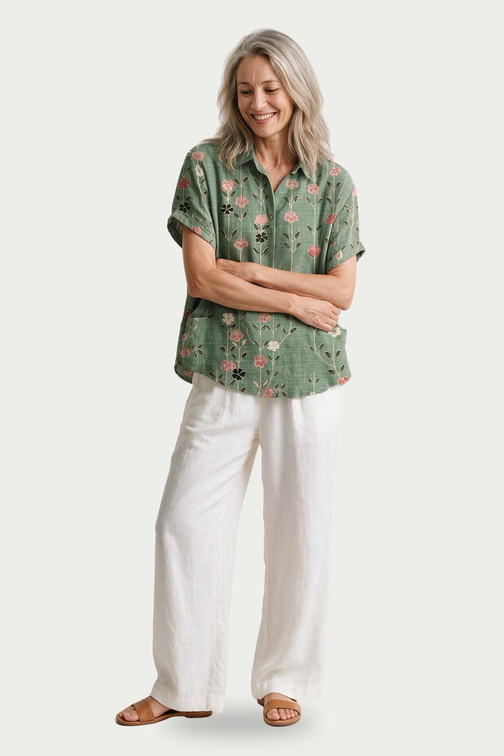 SOLTERI Harriet - Printed Short-Sleeve Blouse With Pockets