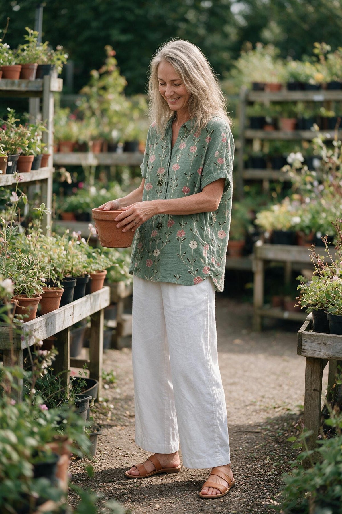 SOLTERI Harriet - Printed Short-Sleeve Blouse With Pockets