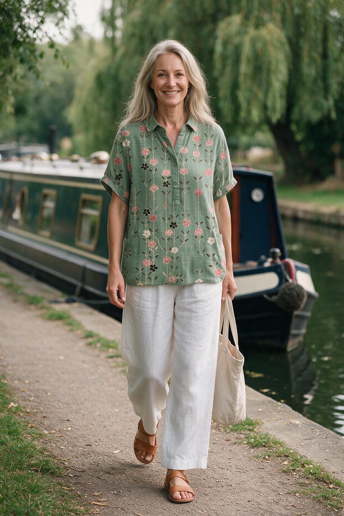 SOLTERI Harriet - Printed Short-Sleeve Blouse With Pockets